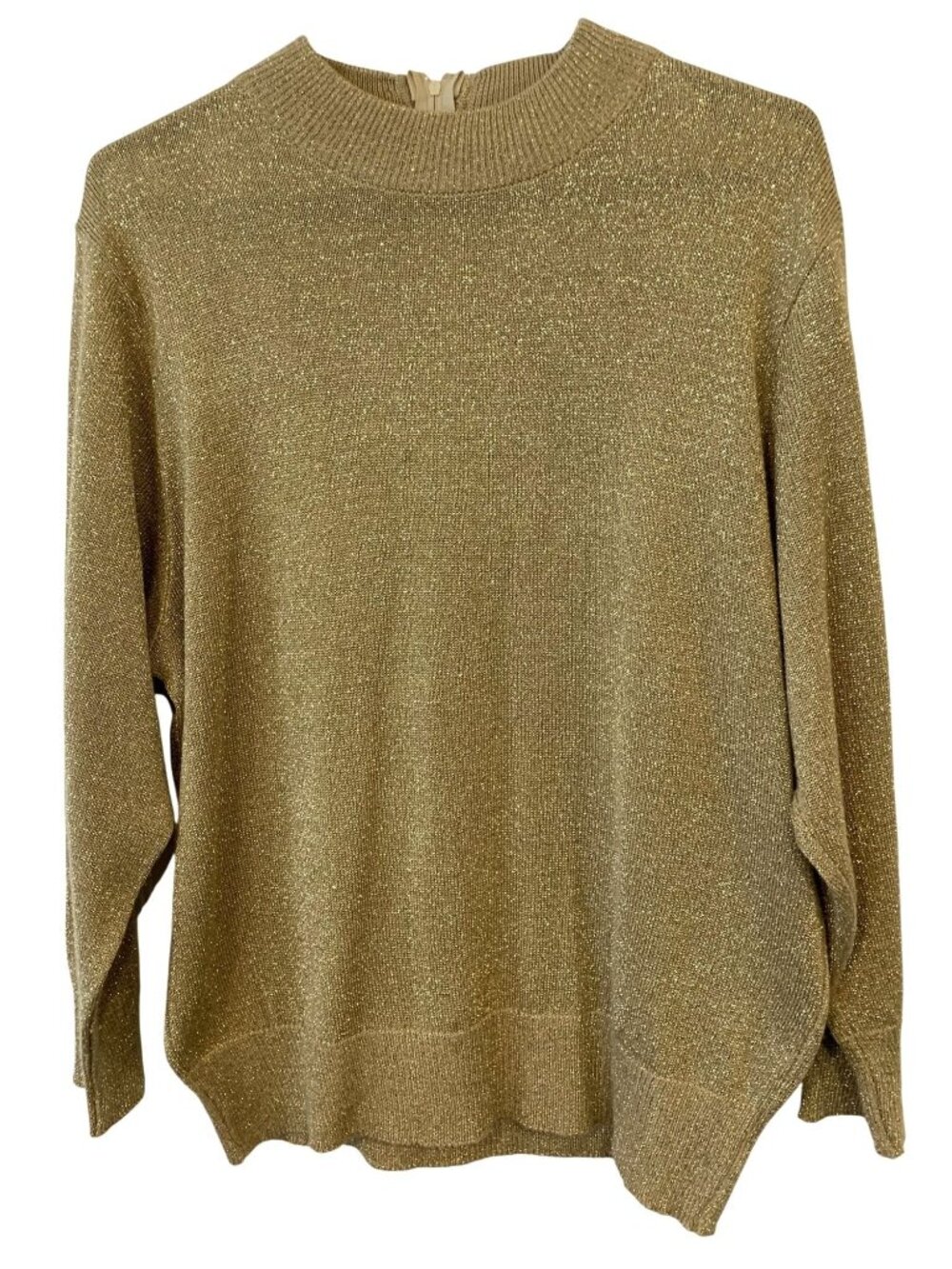 Draper's & Damon's Womens XL Gold Lurex Shimmer Knit Sweater Party Glam